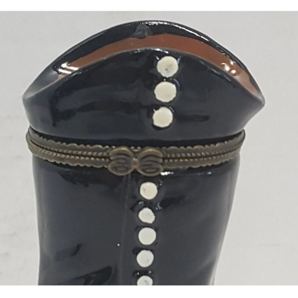 Vintage Victorian Boot Trinket Hinge Box - Picture 2 of 5